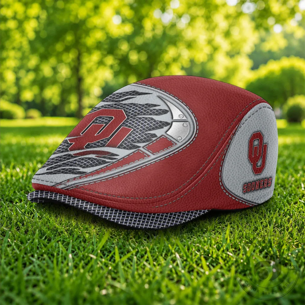 Oklahoma Sooners NCAA Red Flat Cap Hat, Golf Driving Cap Oklahoma Sooners NCAA Red Flat Cap Hat, Golf Driving Cap