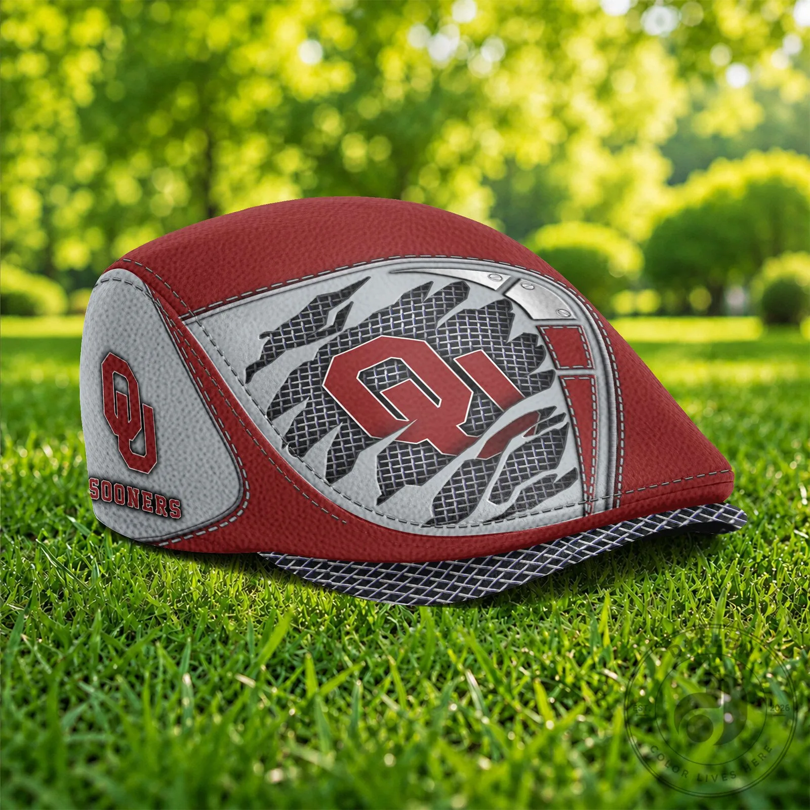Oklahoma Sooners NCAA Red Flat Cap Hat, Golf Driving Cap 9 Oklahoma Sooners NCAA Red Flat Cap Hat, Golf Driving Cap