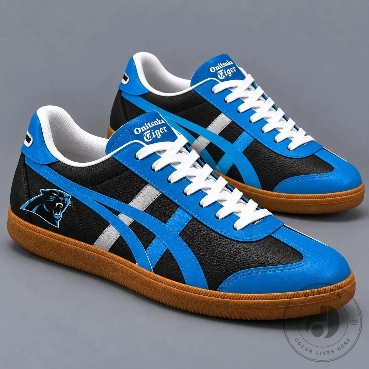 Carolina Panthers NFL Team Logo Blue and Black Onitsuka Tiger Shoes
