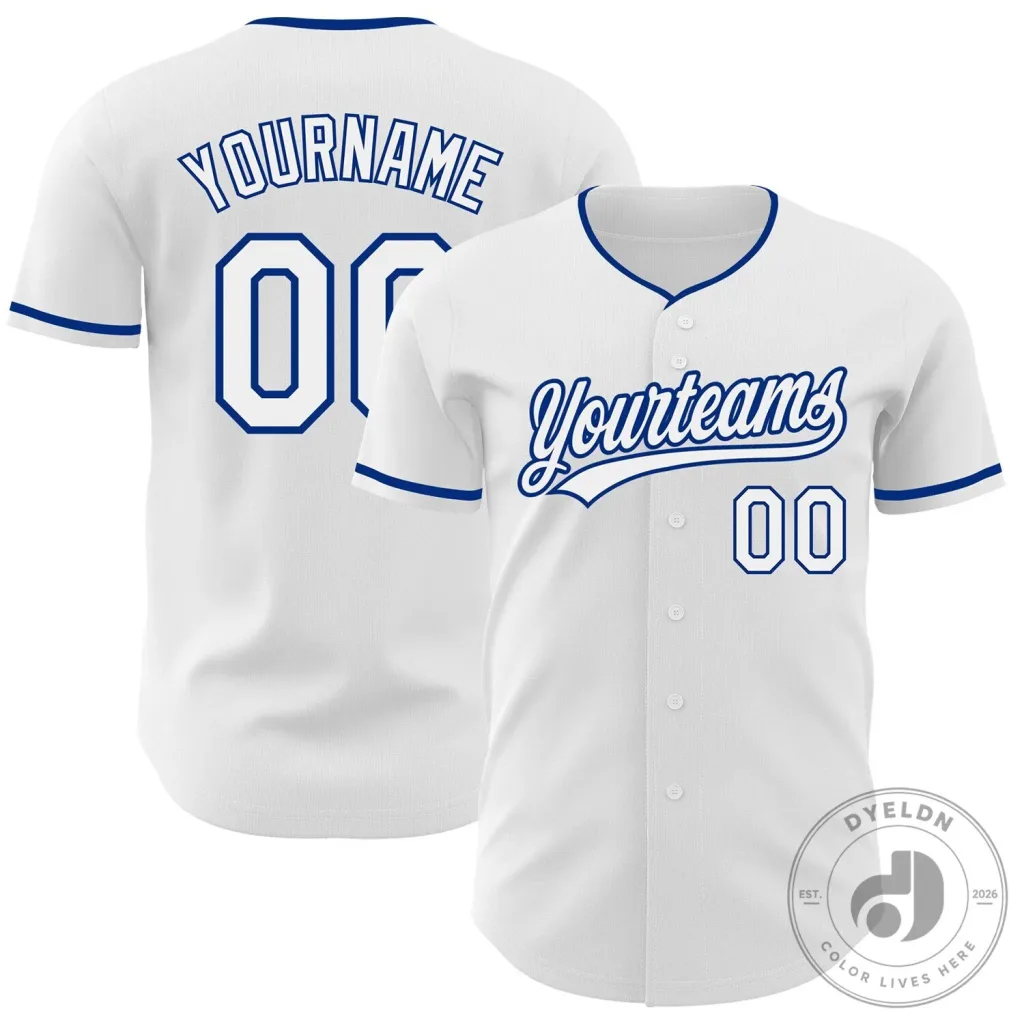 Custom White Royal Blue Authentic Baseball Jersey Custom White Royal Blue Authentic Baseball Jersey