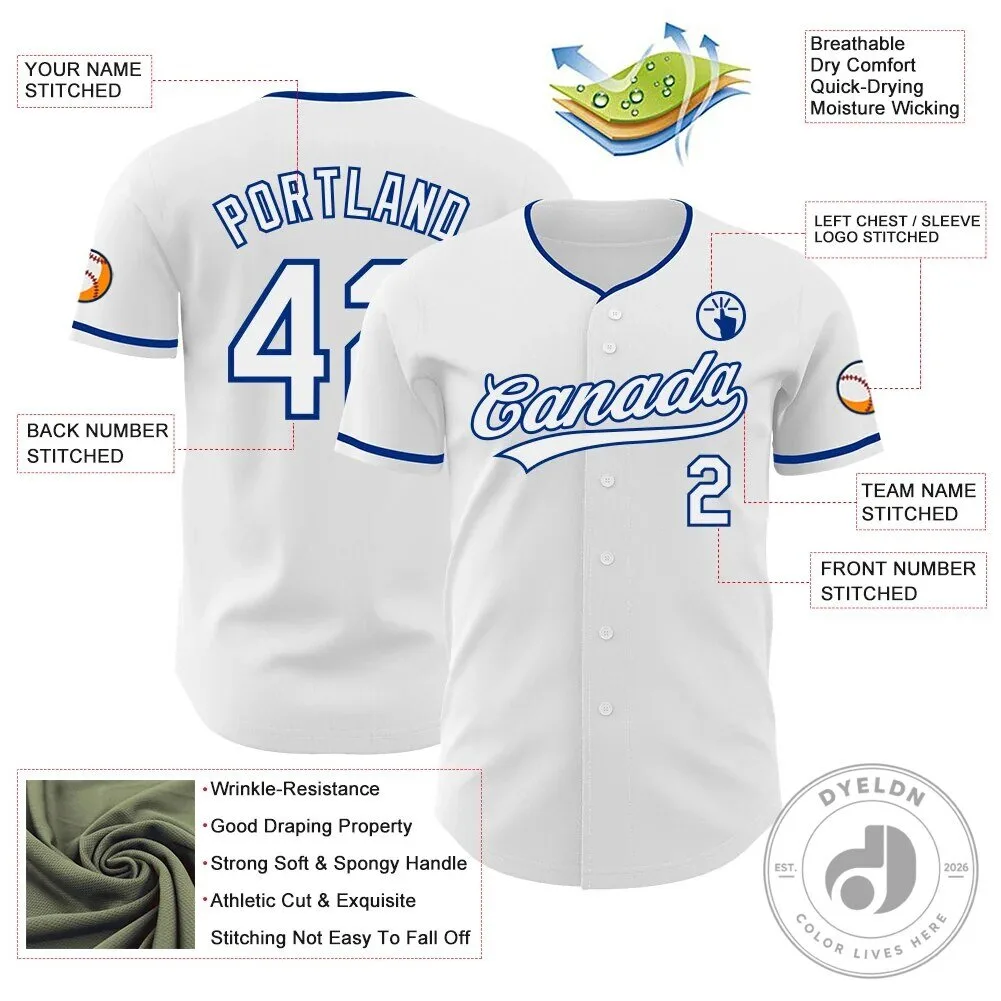 Custom White Royal Blue Authentic Baseball Jersey 9 Custom White Royal Blue Authentic Baseball Jersey