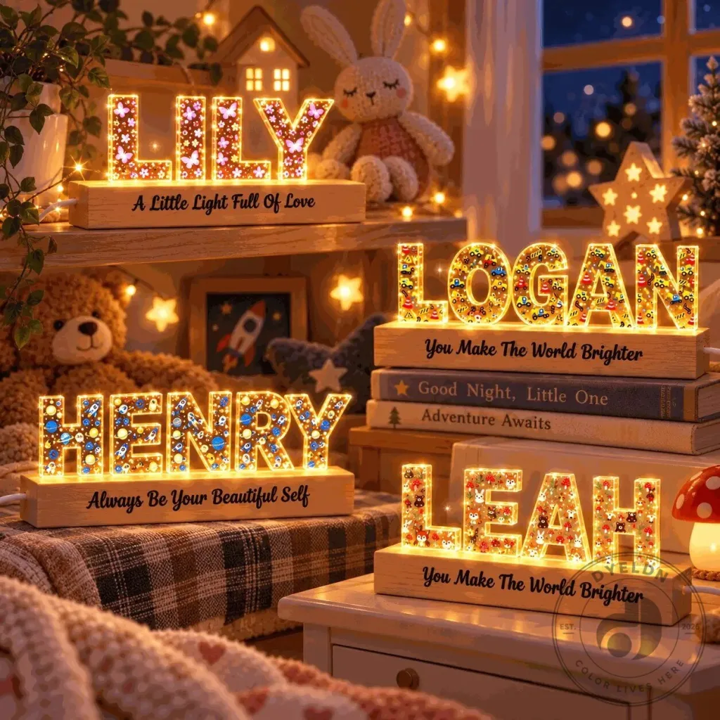 Personalized Name LED Night Light, Custom Acrylic Letter Lamp with Wooden Base, Kids Nursery Room Decor, Custom Keepsake Gift for Boys Girls Personalized Name LED Night Light, Custom Acrylic Letter Lamp with Wooden Base, Kids Nursery Room Decor, Custom Keepsake Gift