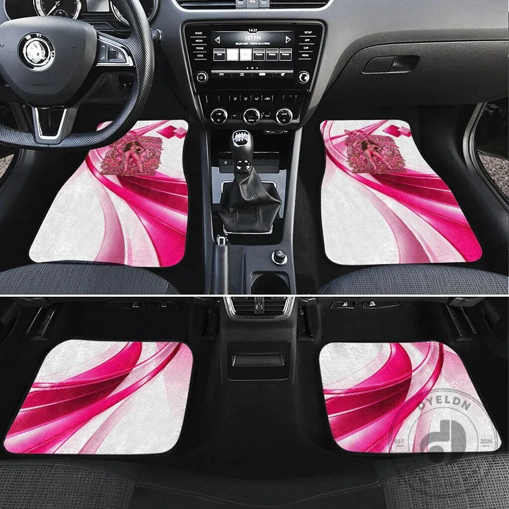 Western Wear Pink Ribbon Breast Cancer Awareness Car Mat Set for Vehicles